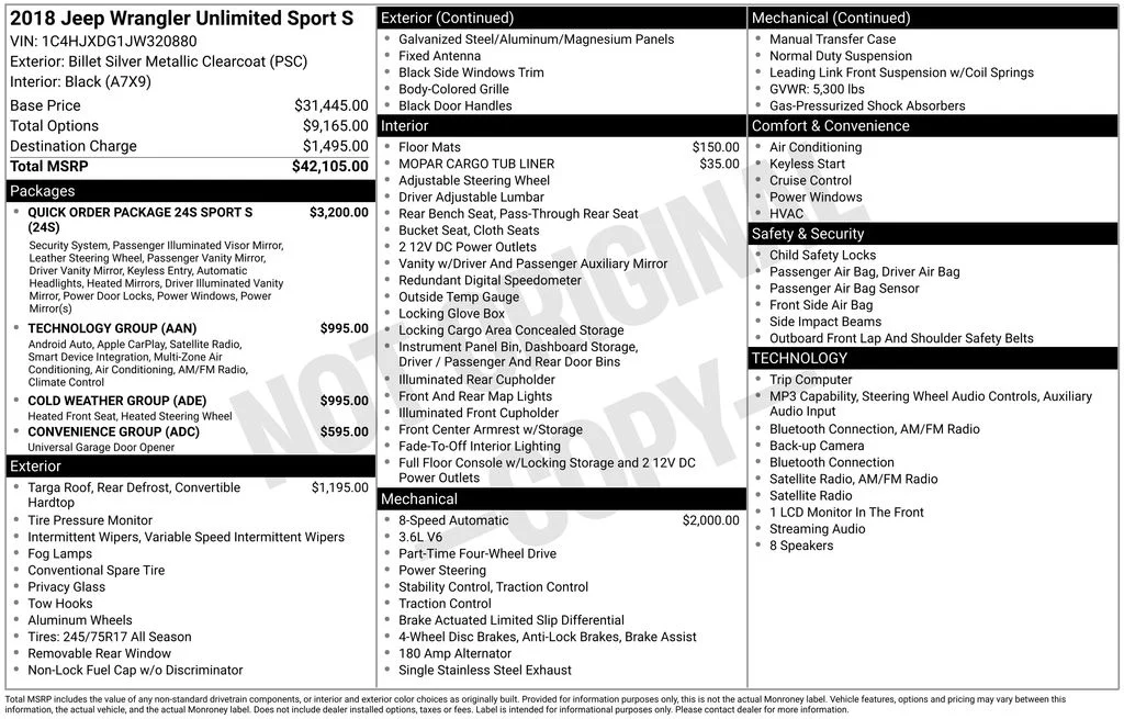 Certified Used 2018 Billet Silver Metallic Clearcoat Jeep Unlimited Sport S image 2