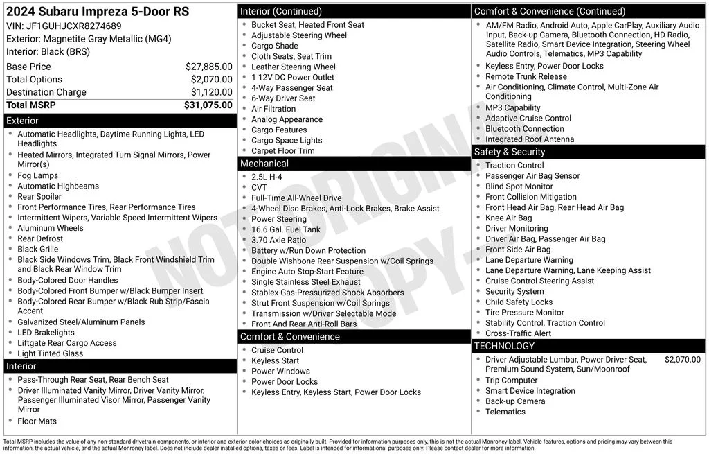 Certified Used 2024 Gray Subaru 2.5RS image 8