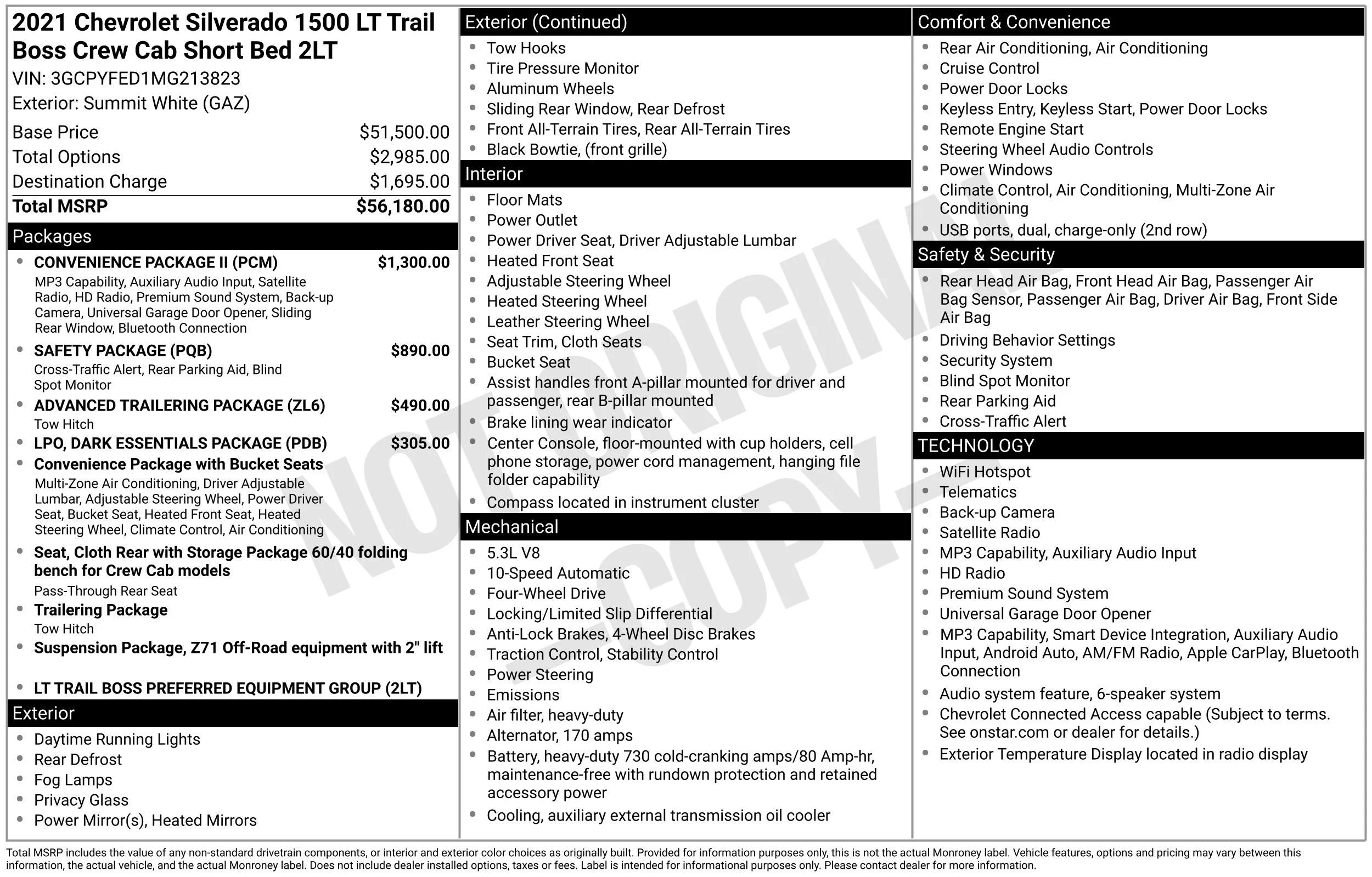 Used 2021 SUMMIT WHITE Chevrolet LT Trail Boss image 41