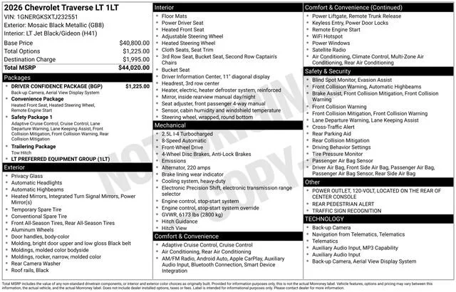 Certified Used 2026 Mosaic Black Metallic Chevrolet LT image 9