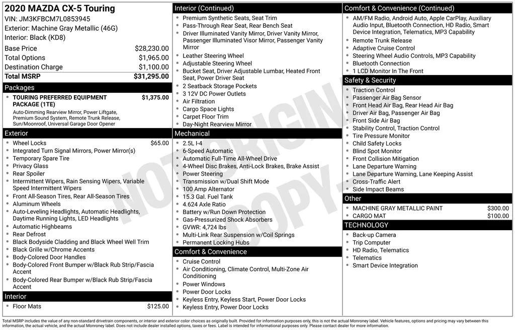 Used 2020 Gray Mazda Touring image 3