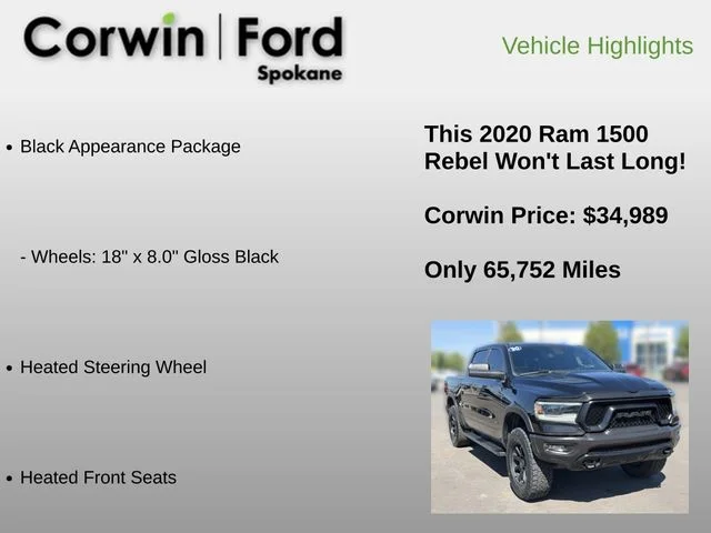 Used 2020 Diamond Black Ram Rebel image 12