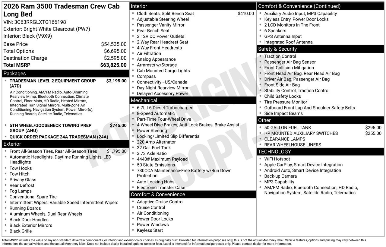 New 2026 Bright White Clear-Coat Exterior Paint RAM Tradesman image 32