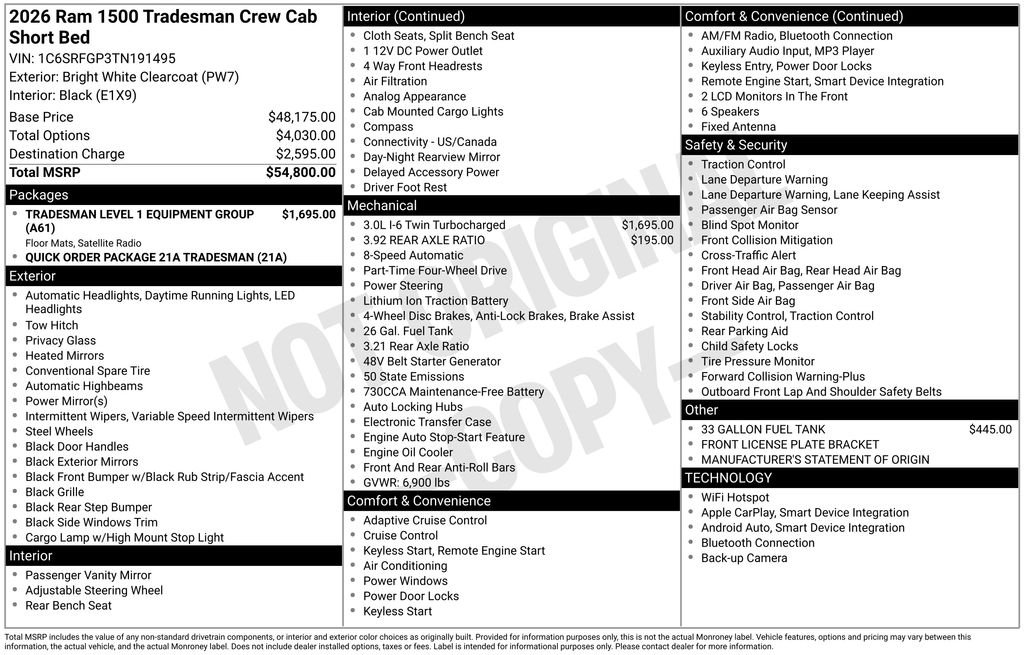 New 2026 Bright White Clear-Coat Exterior Paint RAM TRADESMAN image 38