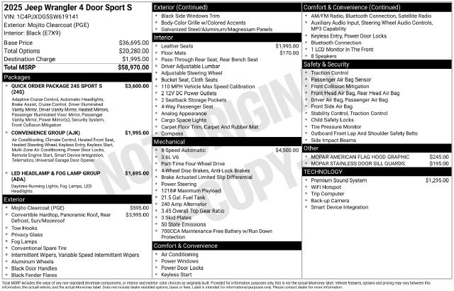 New 2025 Mojito Clear-Coat Exterior Paint Jeep Sport S image 43