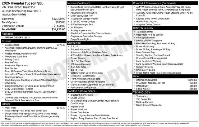 New 2026 Shimmering Silver Hyundai SEL AWD image 33