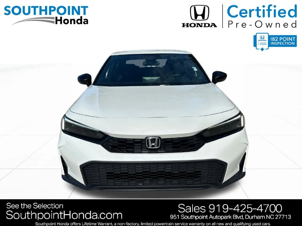 Certified Used 2025 Platinum White Pearl Honda 4D SPORT image 2