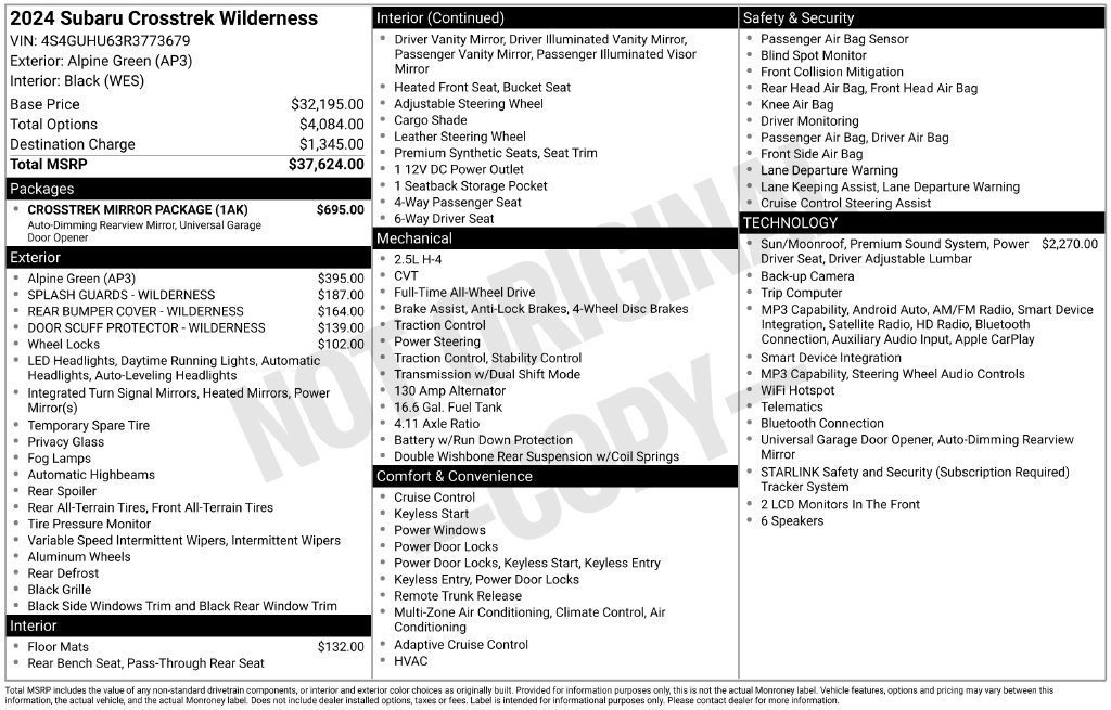 Used 2024 Green Subaru Wilderness image 1