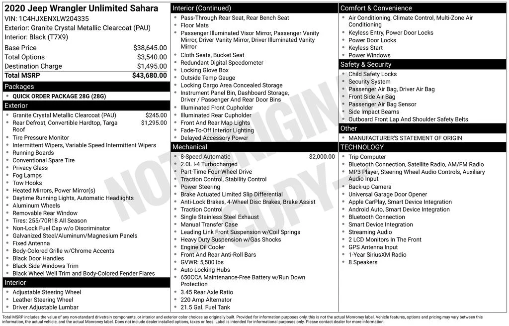 Used 2020 Gray Jeep Unlimited Sahara image 2