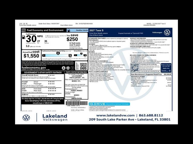 2027 Volkswagen Taos 1.5T S