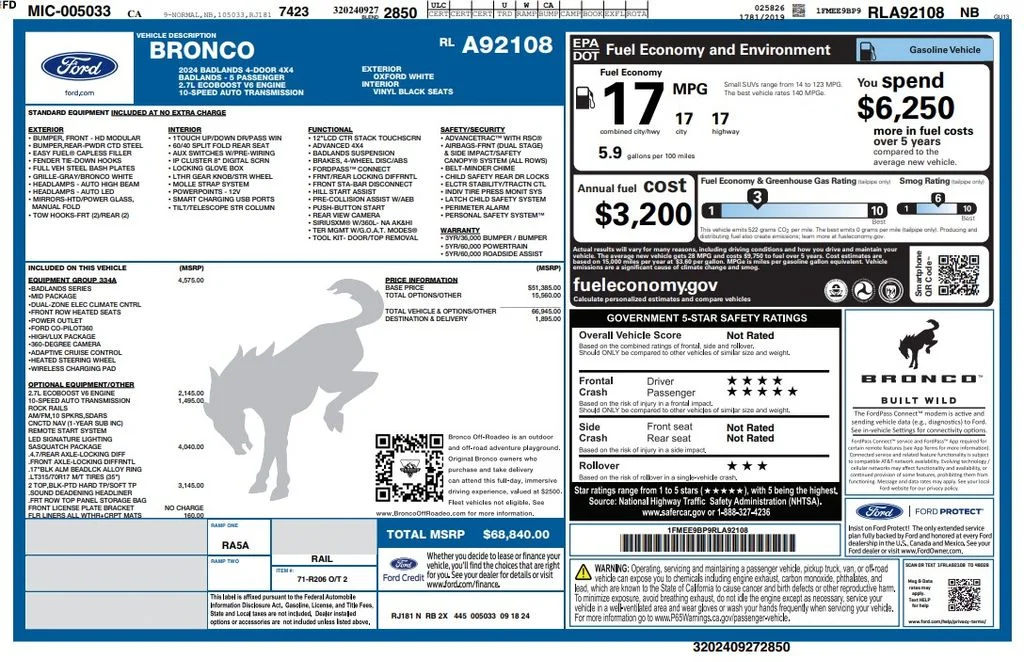 Certified Used 2024 White Ford Badlands image 2