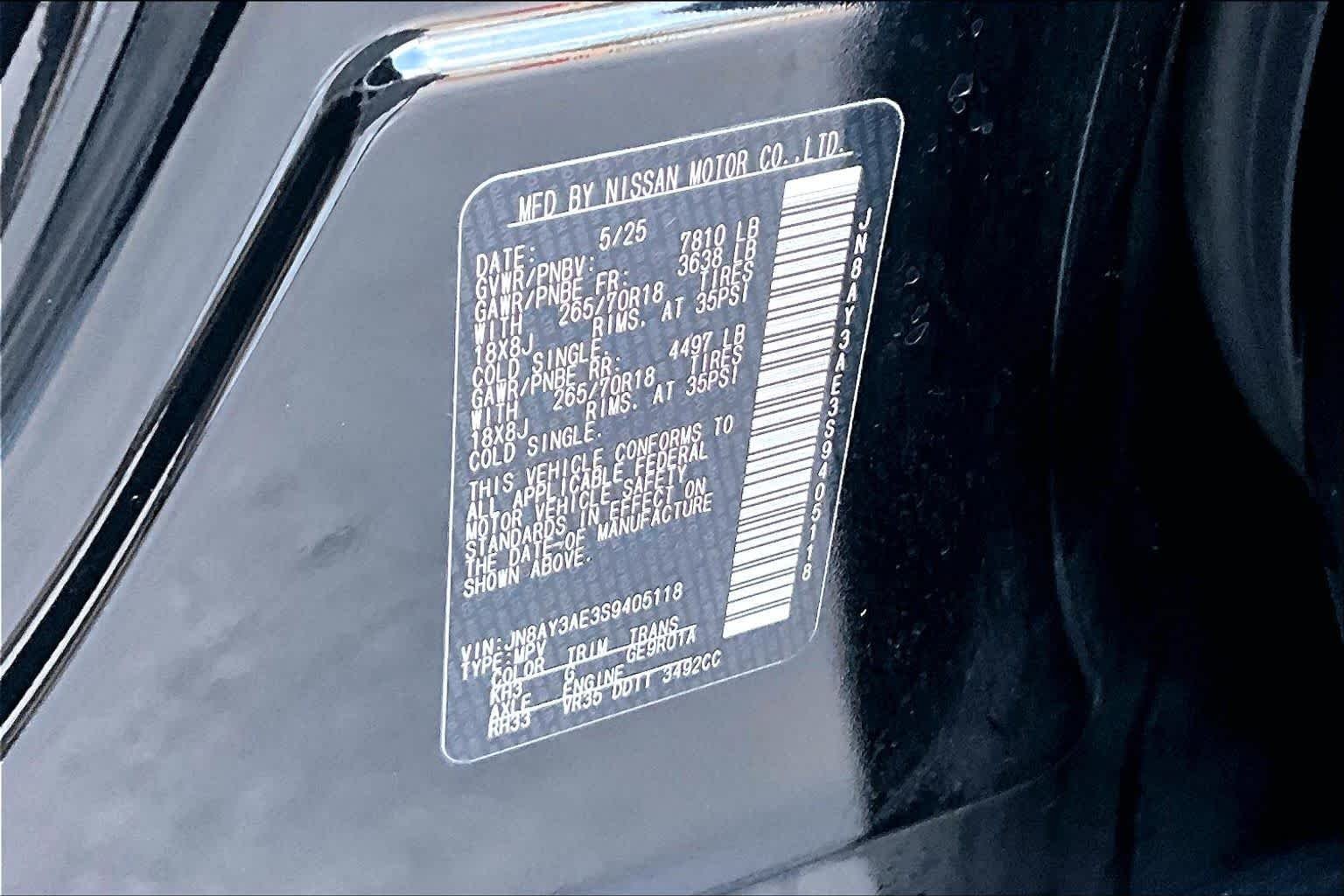 Used 2025 Super Black Nissan SV image 37