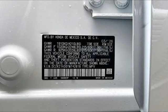New 2026 Honda HR-V LX 4D Sport Utility