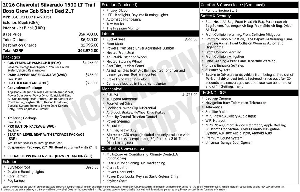 New 2026 Black Chevrolet LT Trail Boss image 29