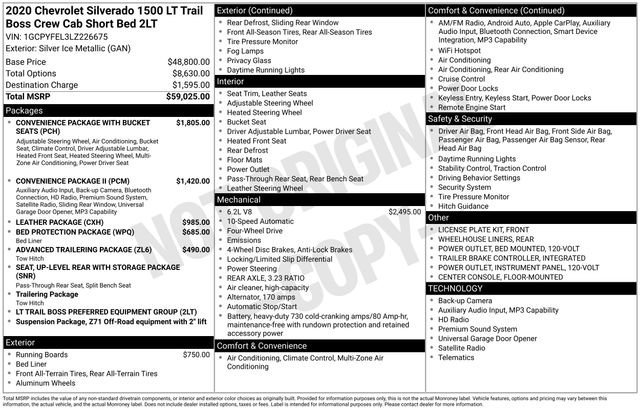 Used 2020 SILVER ICE METALLIC Chevrolet LT Trail Boss image 36