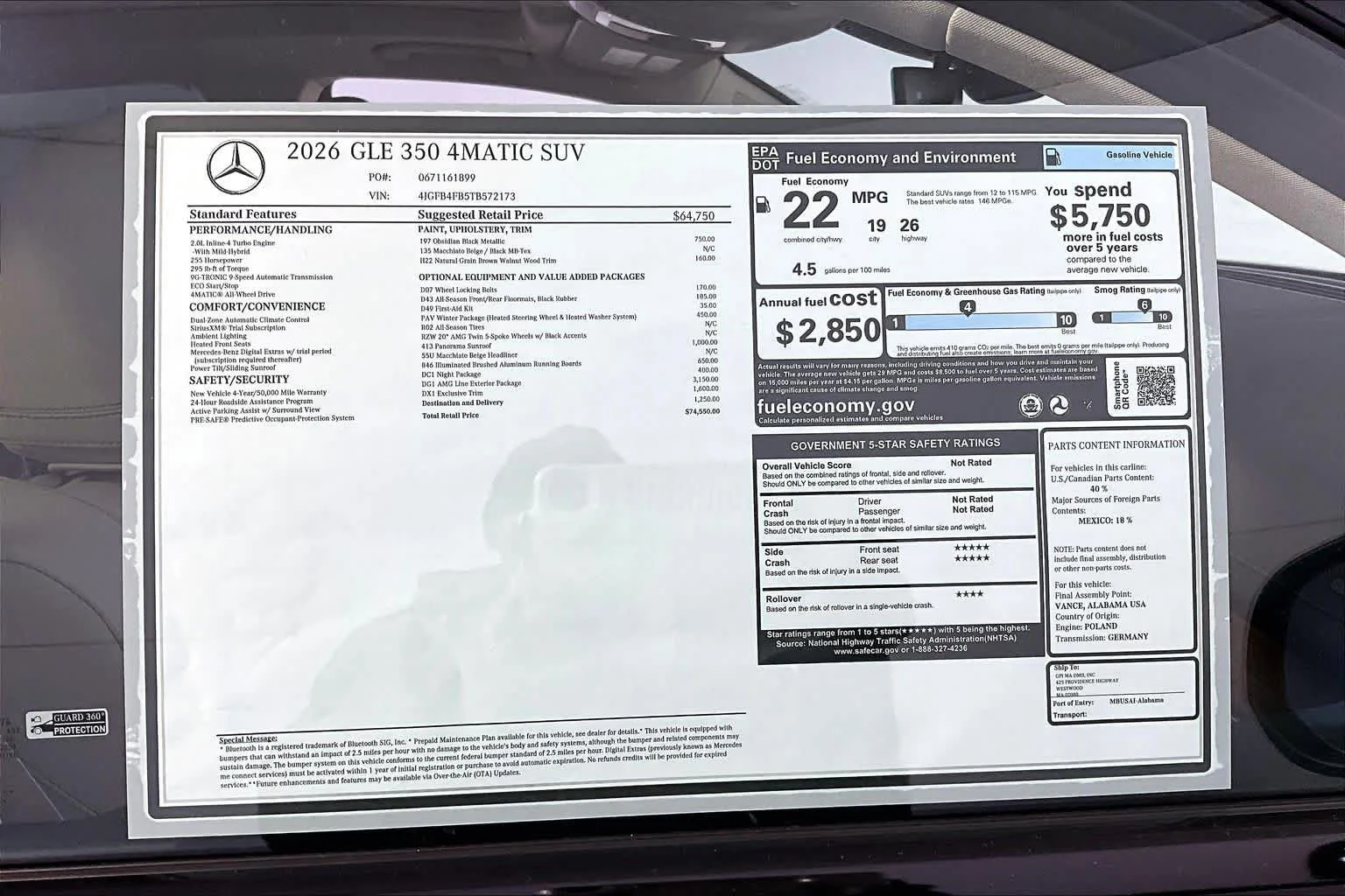 New 2026 Obsidian Black Metallic Mercedes-Benz GLE 350 image 18