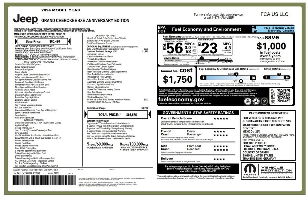 Used 2024 Gray Jeep Anniversary Edition 4xe image 3
