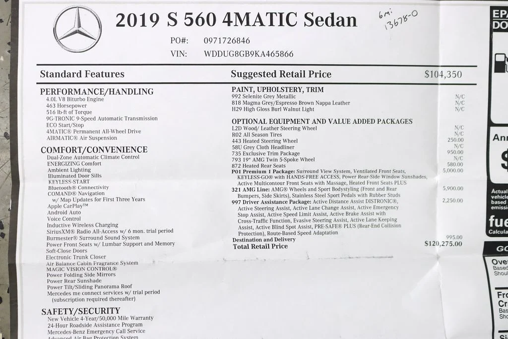 Used 2019 Gray Mercedes-Benz S 560 image 2