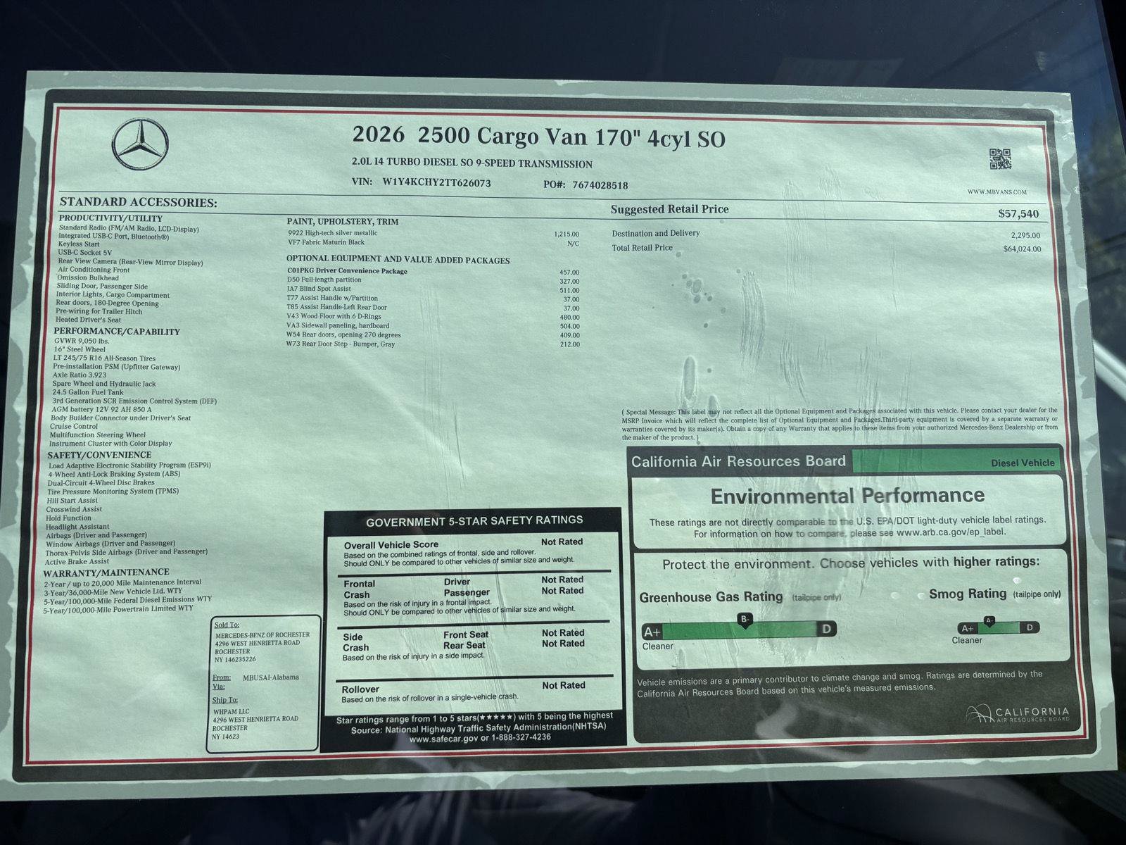 New 2026 high-tech silver metallic Mercedes-Benz Cargo Van 170" 4cyl SO image 20