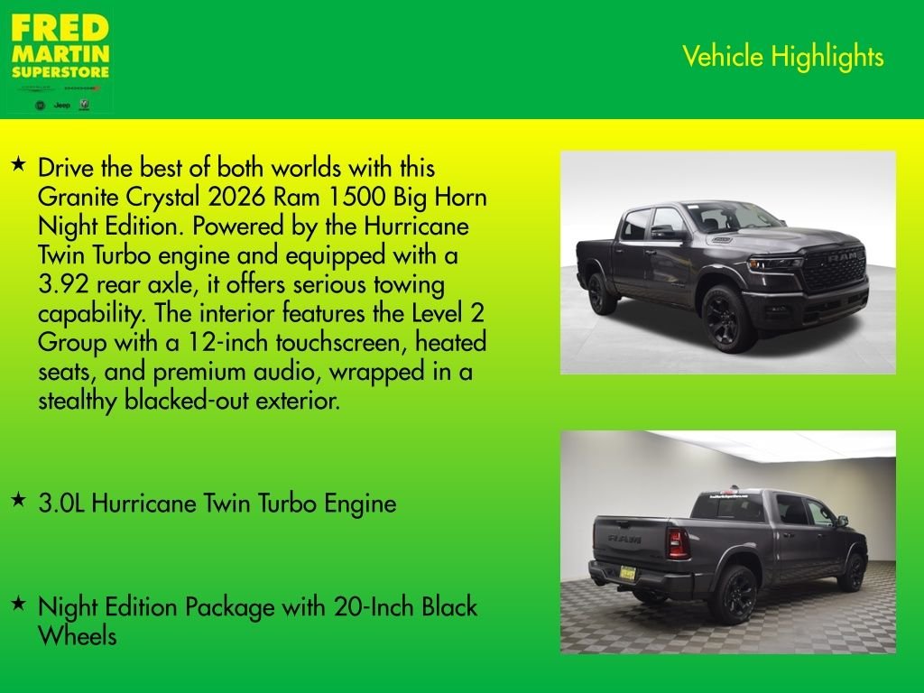 New 2026 Granite Crystal Metallic Clear-Coat Exterior Paint RAM Big Horn/Lone Star image 7