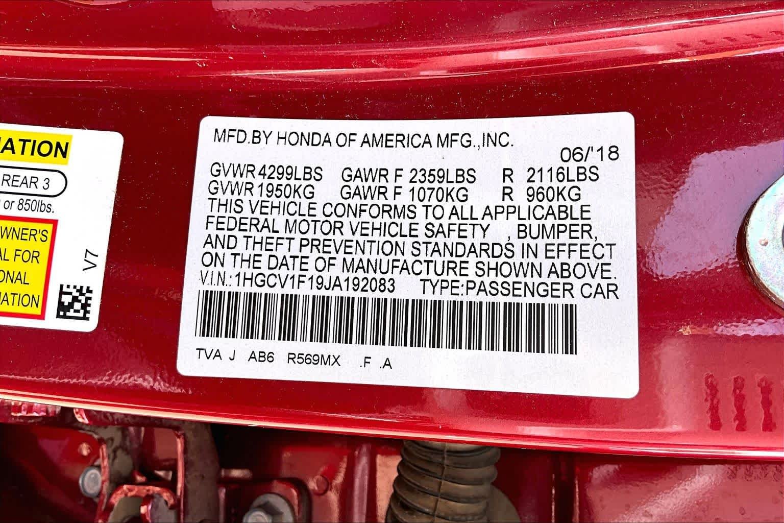 Used 2018 Radiant Red Metallic Honda LX 1.5T image 35