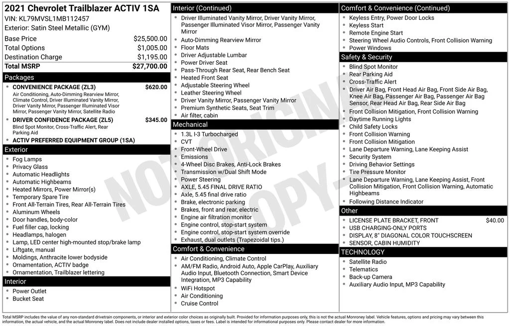 Used 2021 Gray Chevrolet ACTIV image 17