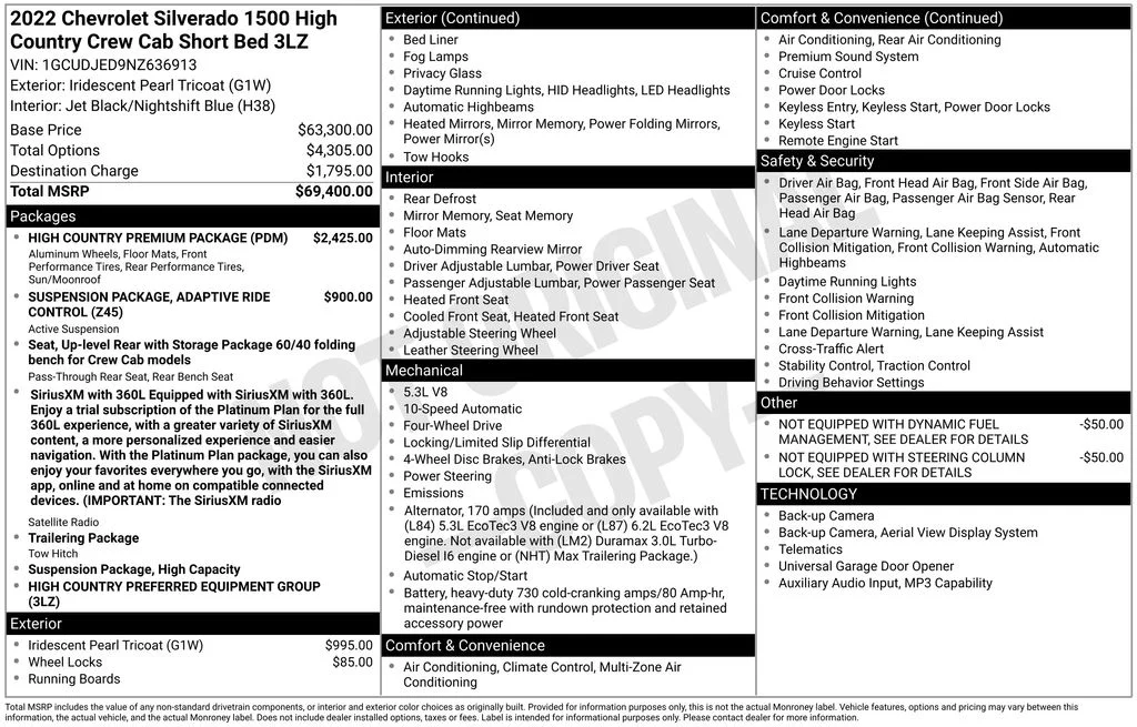 Certified Used 2022 Iridescent Pearl Tricoat Chevrolet High Country image 33