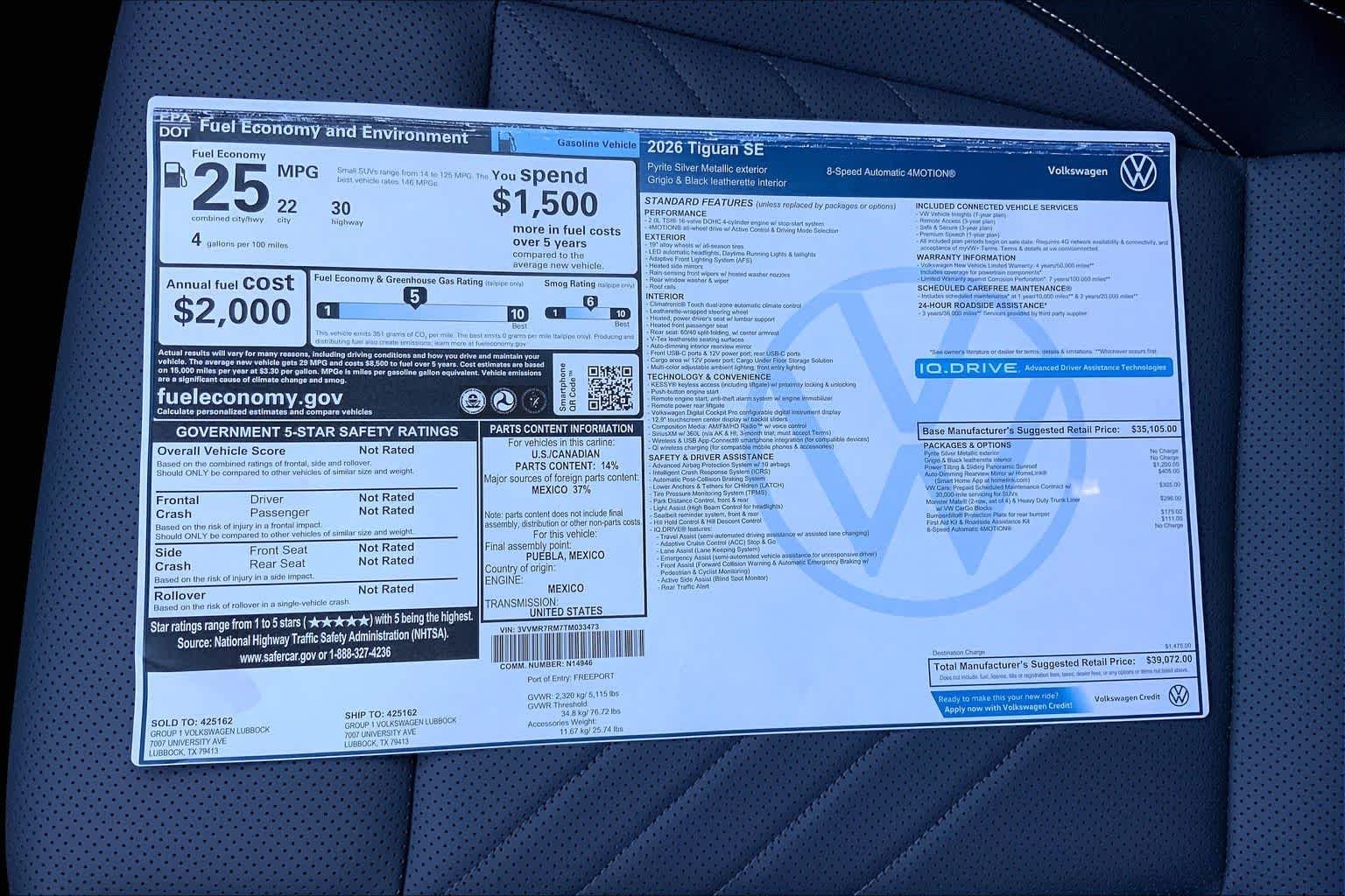 New 2026 Pyrite Silver Metallic Volkswagen SE image 22