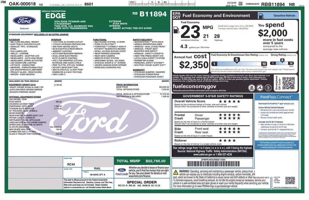 Certified Used 2024 White Ford Titanium image 29