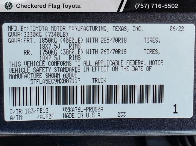 Used 2022 Magnetic Gray Metallic Toyota SR5 image 18