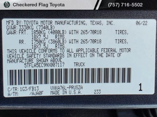 Used 2022 Magnetic Gray Metallic Toyota SR5 image 18