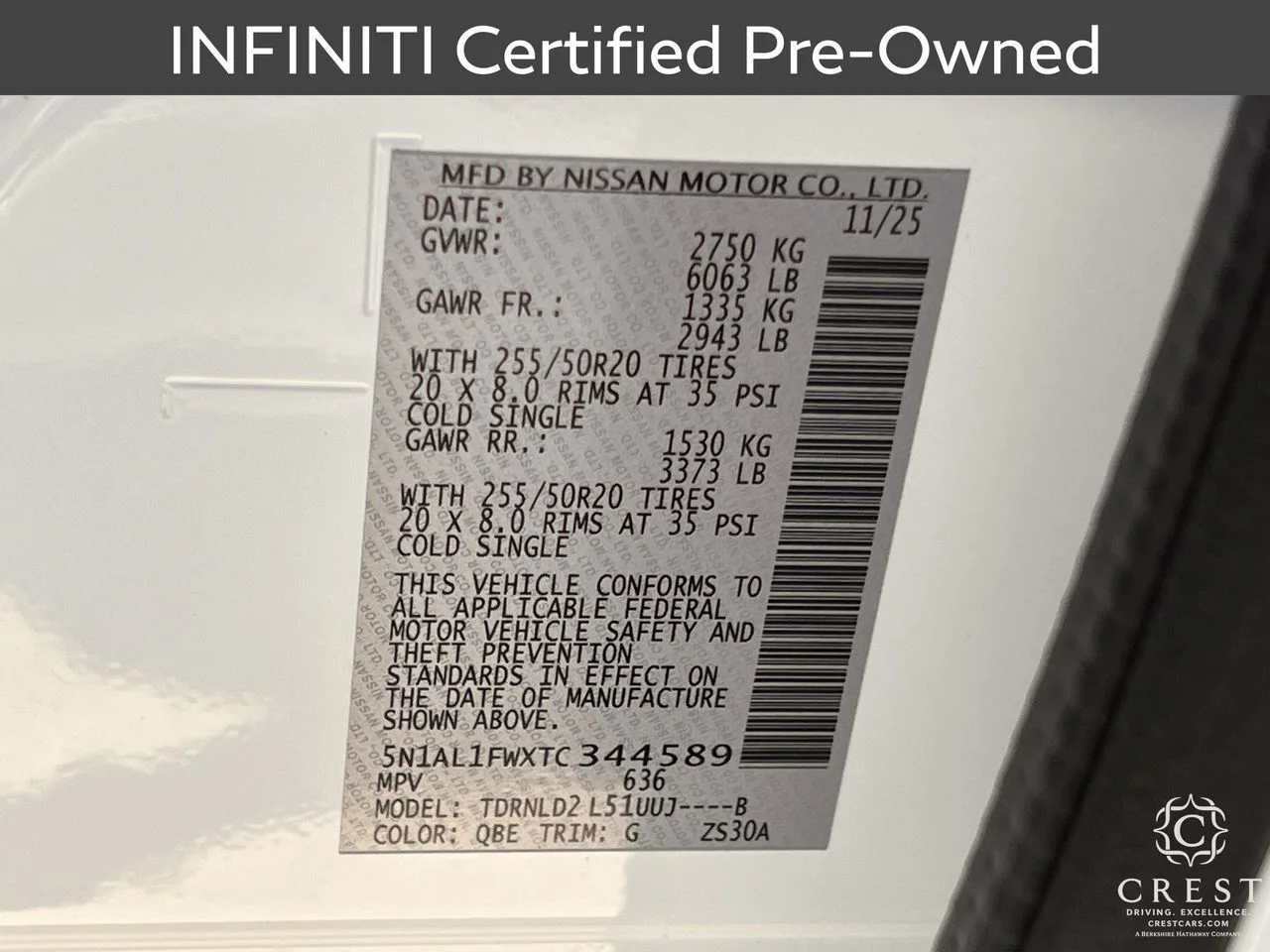 Certified Used 2026 Radiant White INFINITI SPORT image 34