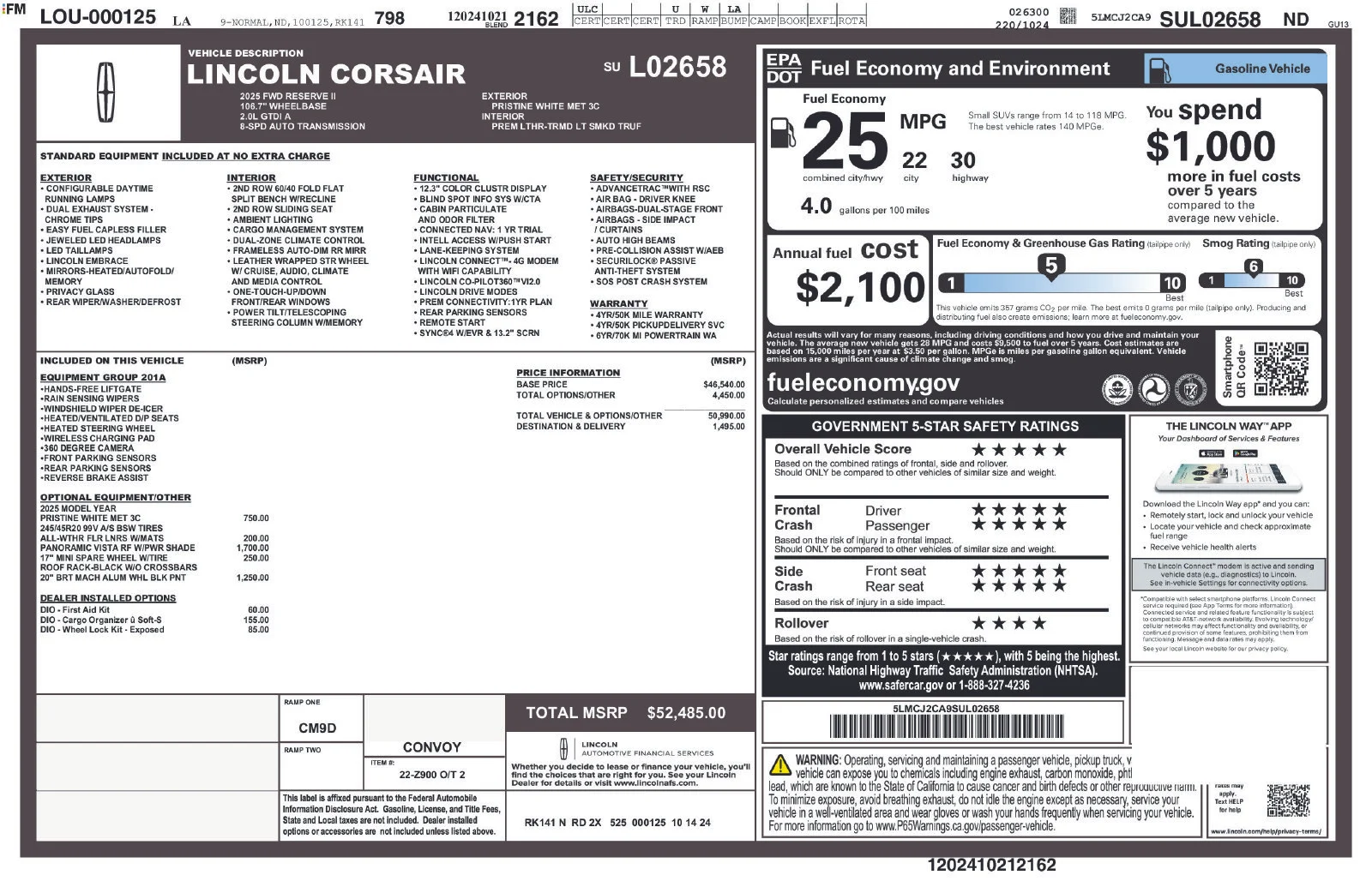 Used 2025 White Lincoln Reserve image 1