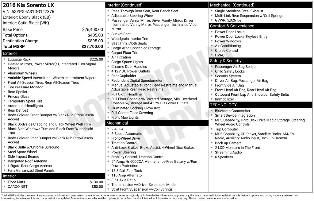 Used 2016 Black Kia LX image 2