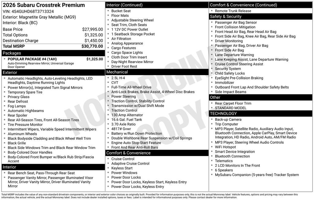 Used 2026 Gray Subaru Premium image 2