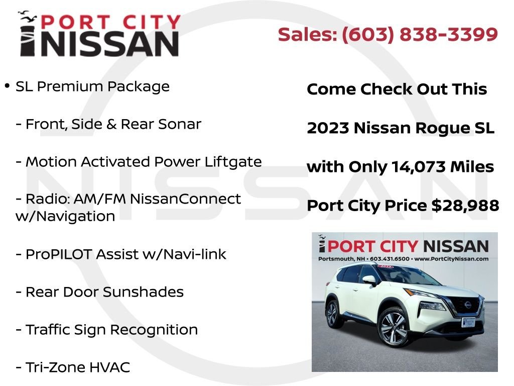Used 2023 Pearl White Nissan SL premium w/heated leather seats & pano roof image 8