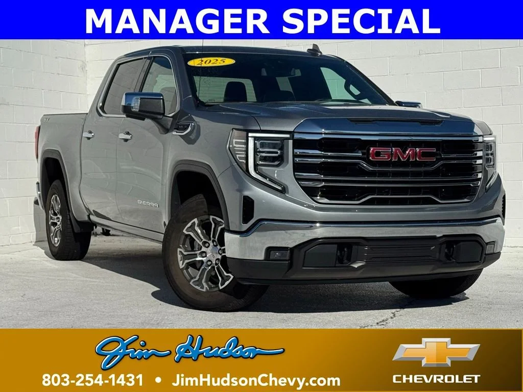 Sterling Metallic 2025 GMC Sierra 1500 SLT Crew Cab 4WD Pickup Truck Four-Wheel Drive