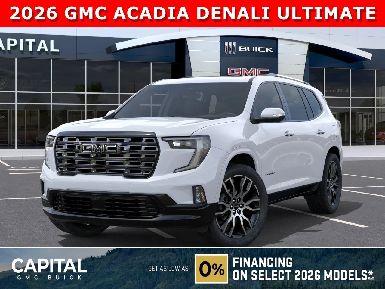 New 2026 GLACIER WHITE TRICOAT GMC Denali Ultimate image 1