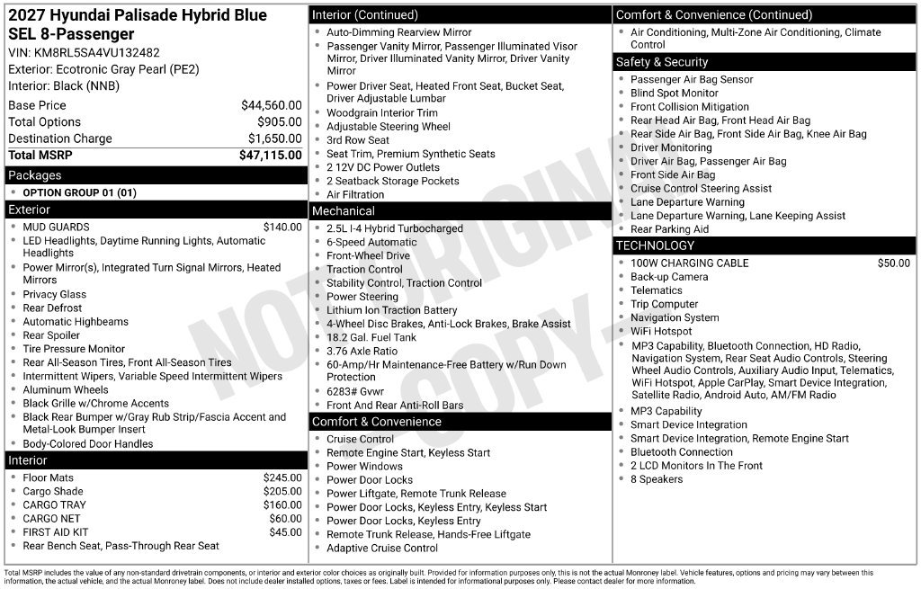 New 2027 Gray Hyundai Blue SEL 8P image 8