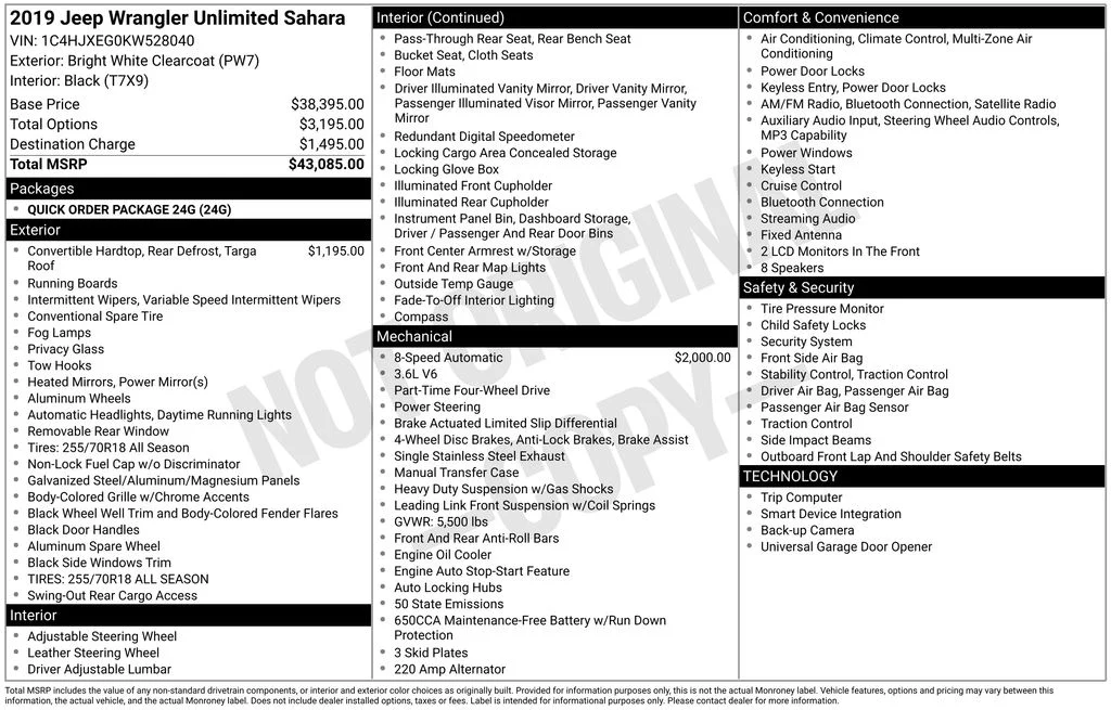 Certified Used 2019 Bright White Clearcoat Jeep Unlimited Sahara image 25