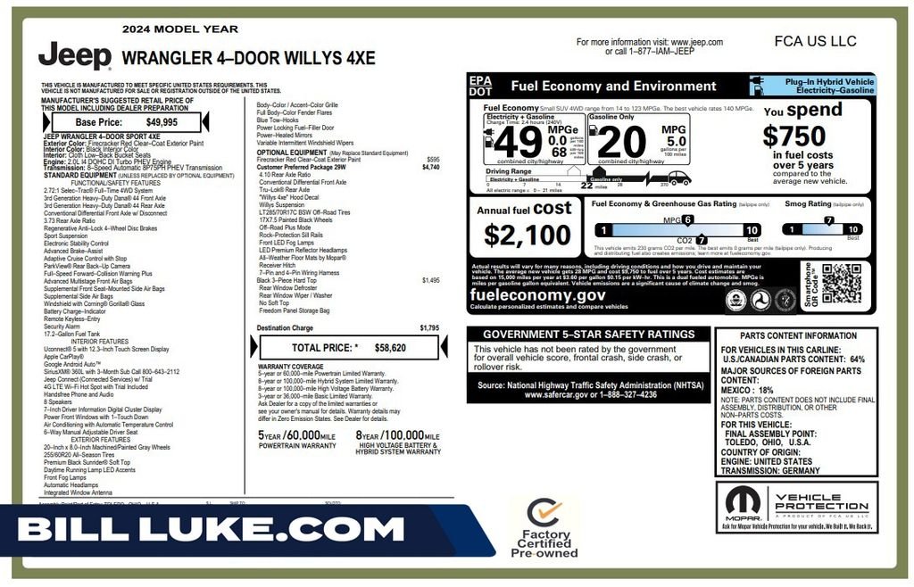 Used 2024 Red Jeep Willys 4xe image 1