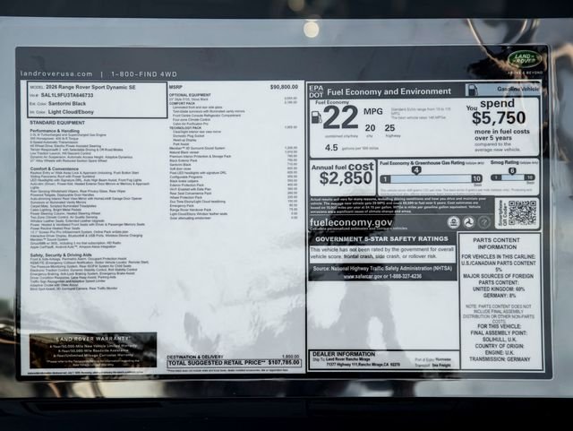 New 2026 Santorini Black Land Rover Dynamic SE image 35