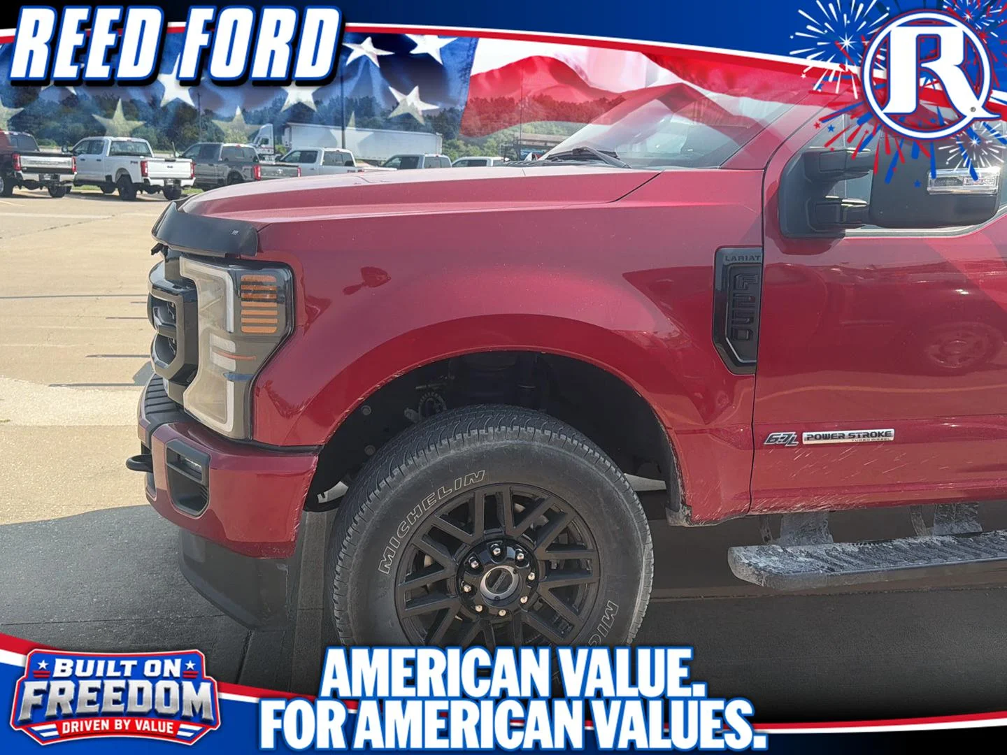 Used 2021 Rapid Red Metallic Tinted Clearcoat Ford Lariat image 1