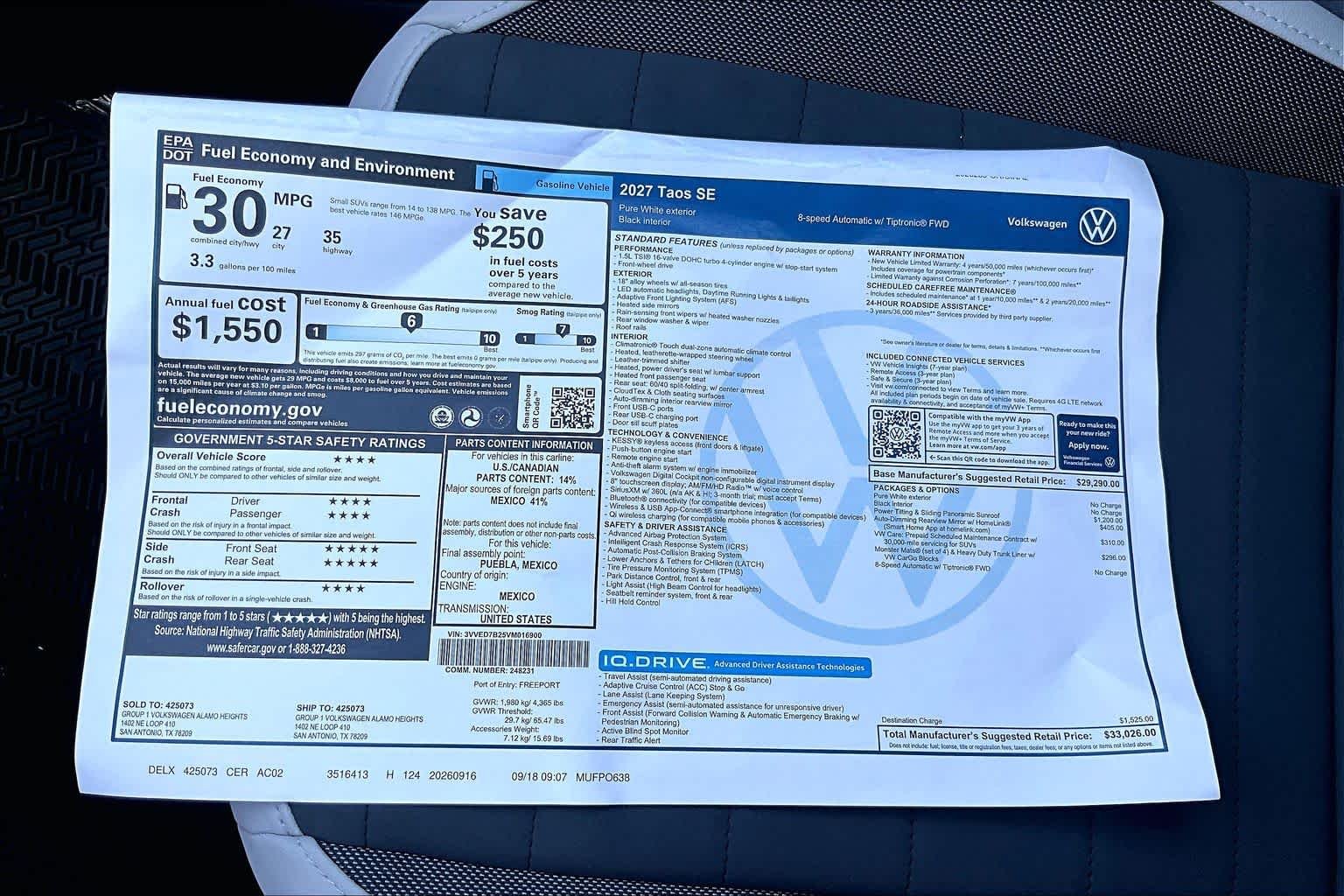 New 2027 Pure White exte Volkswagen SE image 22