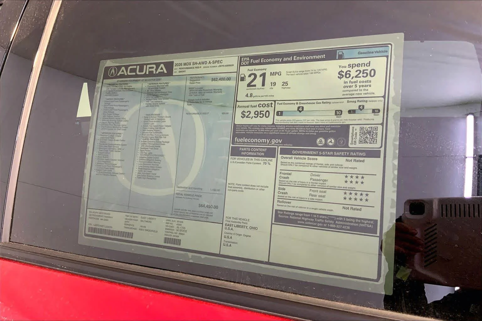 New 2026 Performance Red Pearl Acura With A-Spec Package image 19