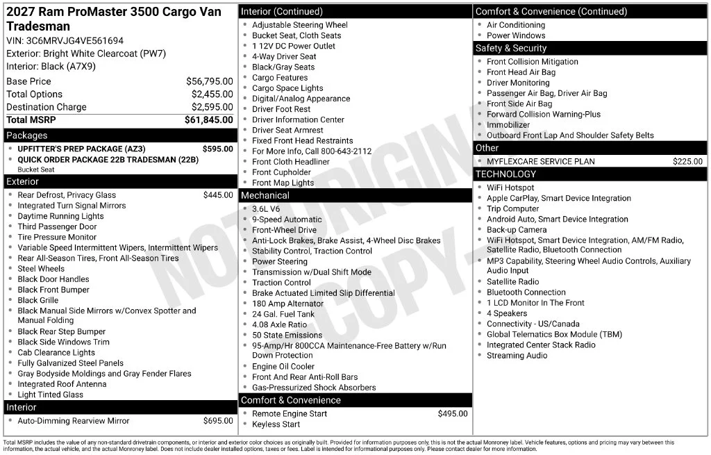 New 2027 Bright White Clearcoat RAM High Roof image 6