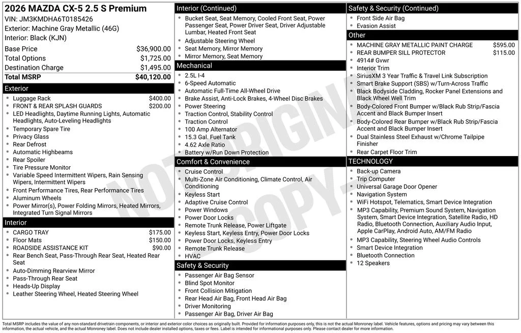 New 2026 Gray Mazda 2.5 S Premium image 4