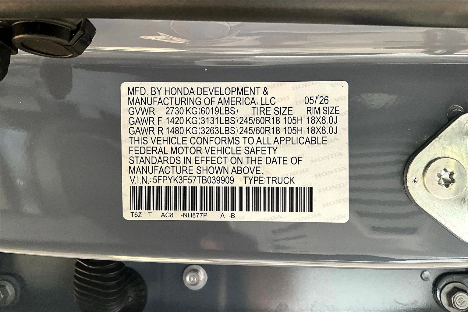 New 2026 Sonic Gray Pearl Honda RTL image 14