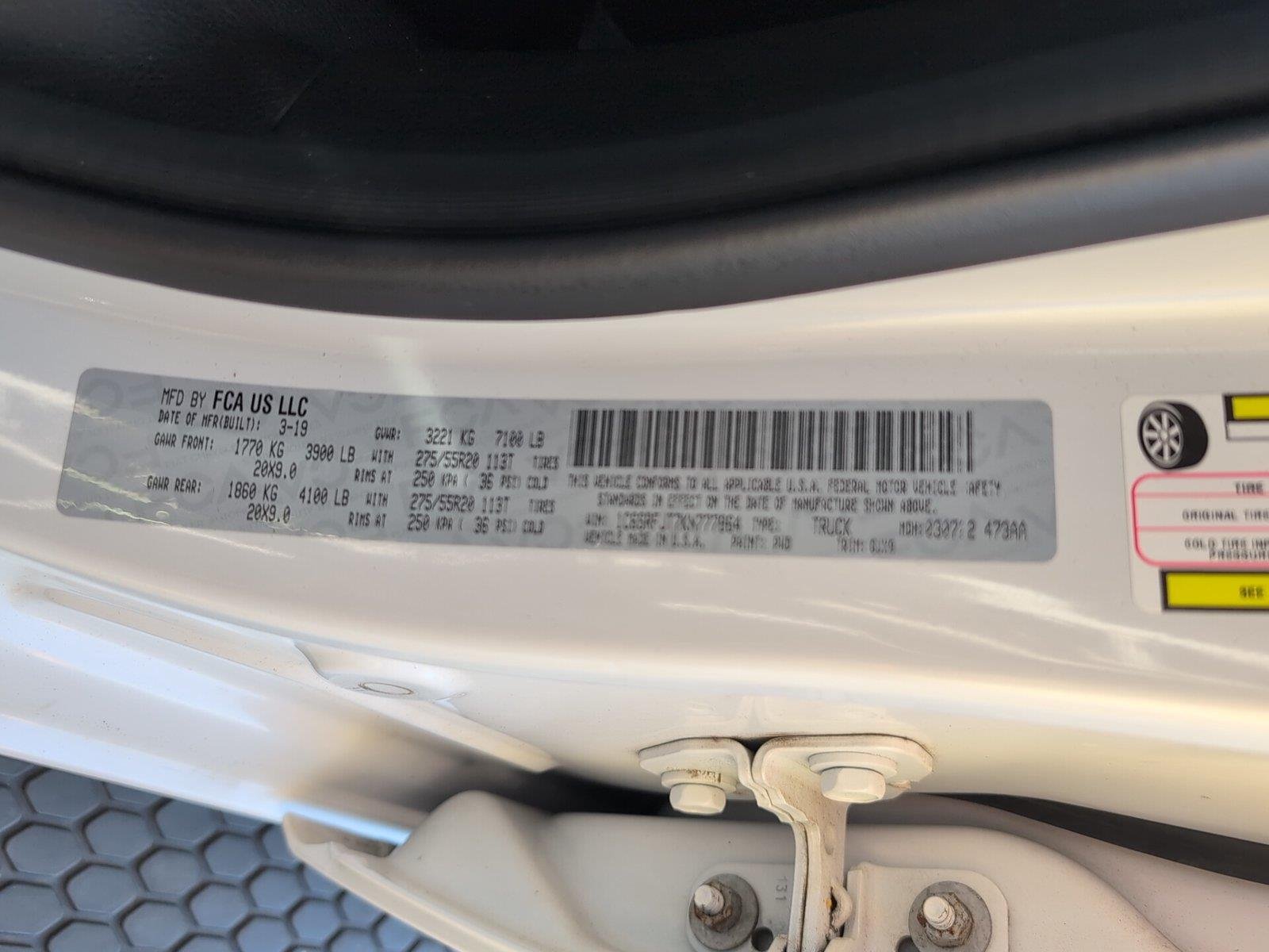Used 2019 Ivory White Tri-Coat Pearlcoat Ram Laramie image 12
