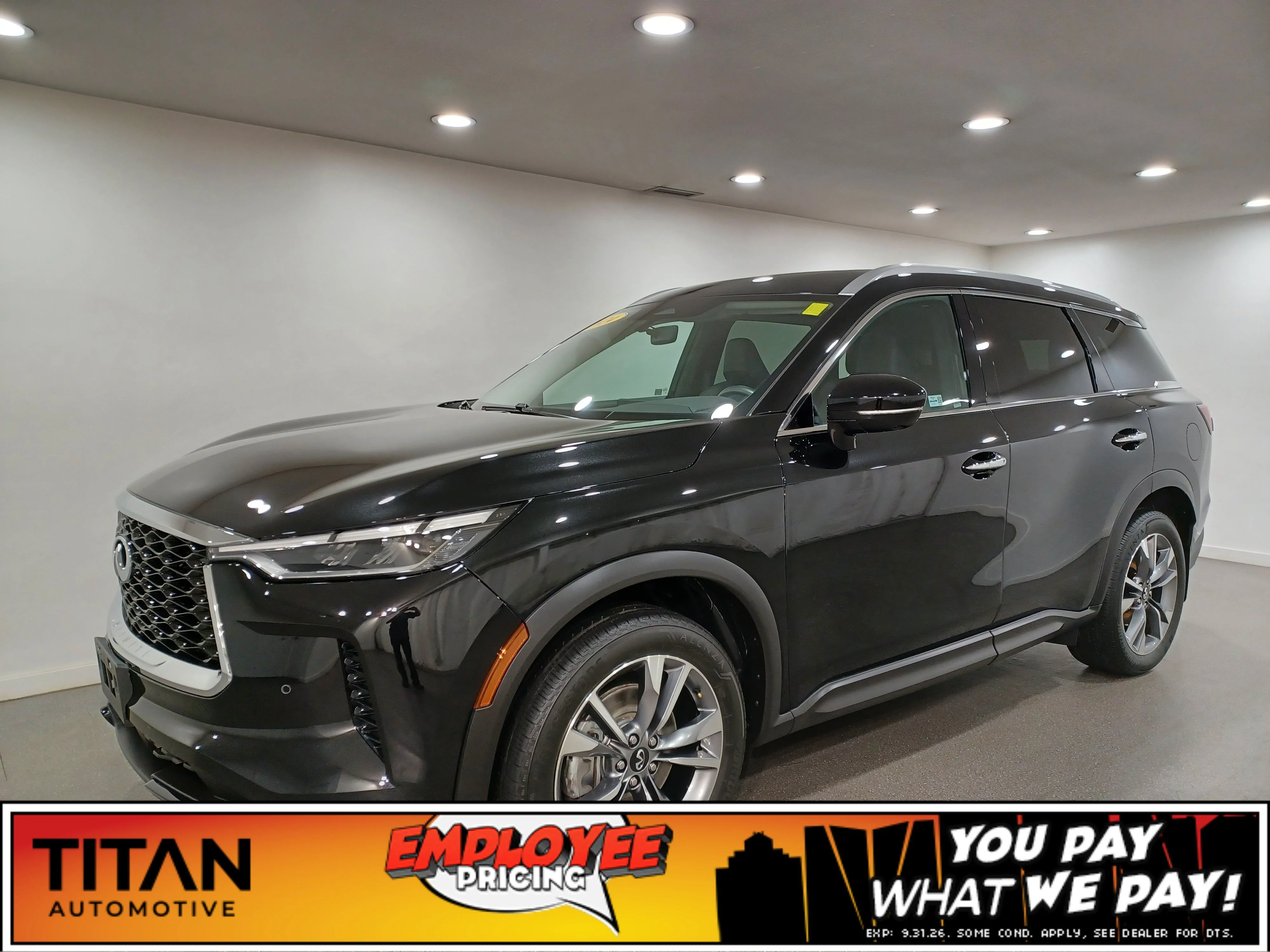 Certified Used 2024 Mineral Black Pearl INFINITI Luxe AWD*7 Pass | Adapt Cruise | Remote Start | Nav | 360 Cam | Htd Leather | Pano Roof | Htd Wheel image 1